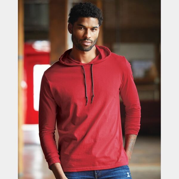 Unisex Softstyle® Lightweight Hooded Long Sleeve T-Shirt Thumbnail