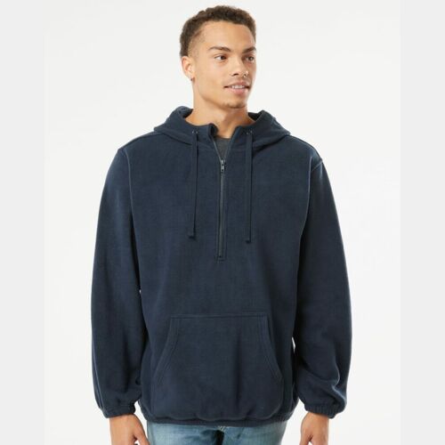 Men's Polar Fleece Quarter-Zip Hooded Pullover Thumbnail