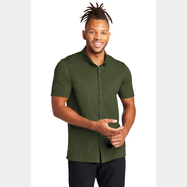 Stretch Pique Full Button Polo Thumbnail