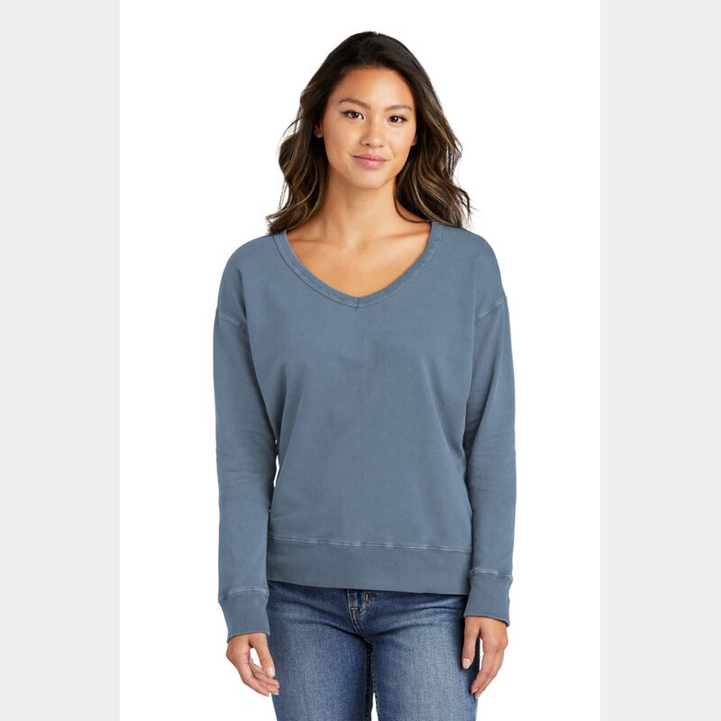 Garment Dyed V Neck Sweatshirt Thumbnail
