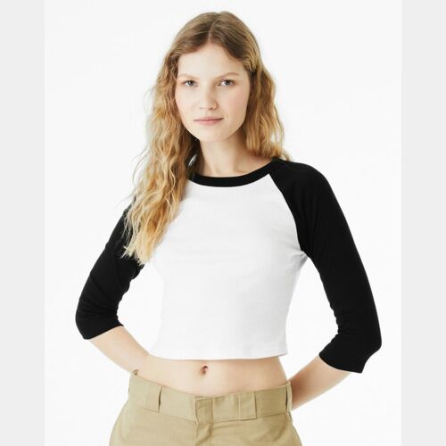 Women's Micro Rib Three-Quarter Raglan Sleeve Baby Tee Thumbnail