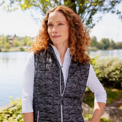 Cutter & Buck Rainier PrimaLoft Womens Eco Insulated Full Zip Printed Puffer Vest Thumbnail