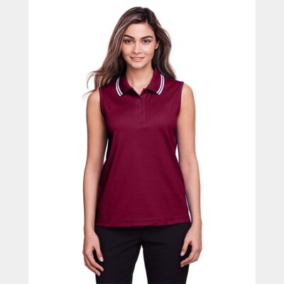 Women's CrownLux Performance® Plaited Tipped Sleeveless Polo Thumbnail