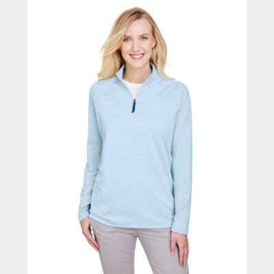 Women's CrownLux Performance® Clubhouse Micro-Stripe Quarter-Zip Pullover Thumbnail