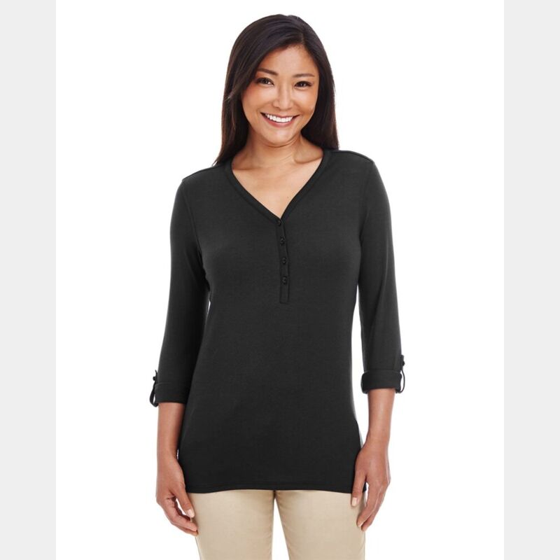 Women's Perfect Fit™ Y-Placket Convertible Sleeve Knit Top Thumbnail