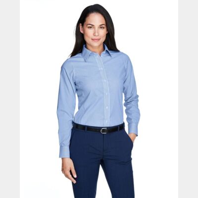 Women's Crown Collection® Banker Stripe Woven Dress Shirt Thumbnail