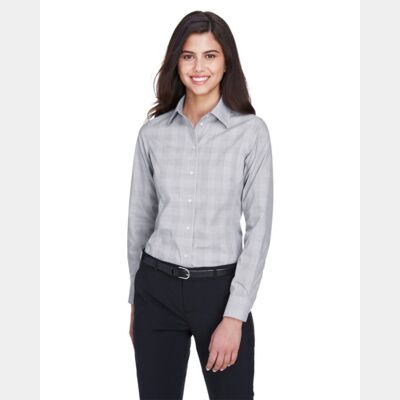 Women's Crown Collection® Glen Plaid Woven Dress Shirt Thumbnail