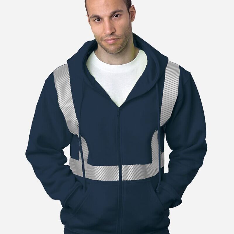 USA-Made Hi-Visibility Full-Zip Hooded Sweatshirt - Segmented Tape Thumbnail