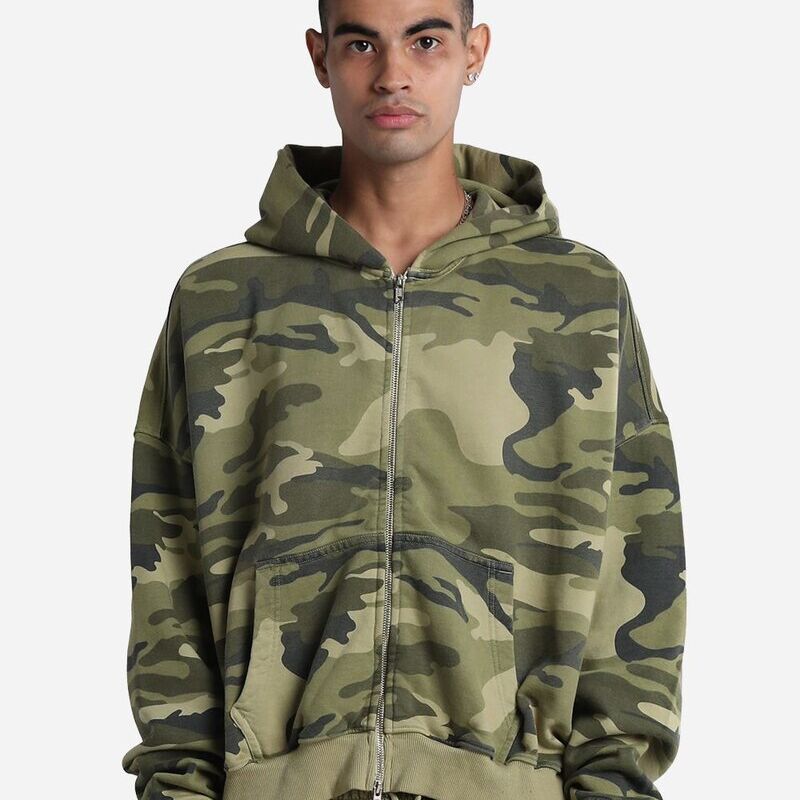 Unisex Garment-Dyed Cropped Full-Zip Hooded Sweatshirt Thumbnail