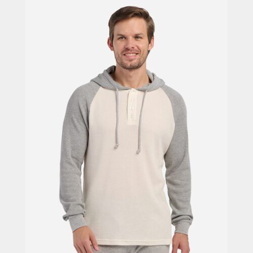 Unisex Waffle Knit Pullover Hooded Long Sleeve T-Shirt Thumbnail