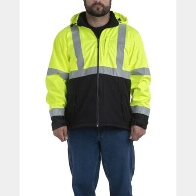 Men's Tall Hi-Vis Class 3 Hooded Soft Shell Jacket Thumbnail