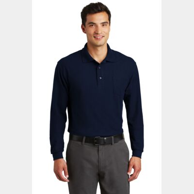Long Sleeve Silk Touch Polo with Pocket Thumbnail