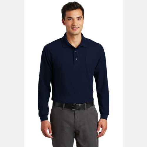 Long Sleeve Silk Touch Polo with Pocket Thumbnail