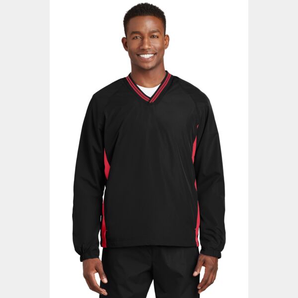 Tipped V Neck Raglan Wind Shirt Thumbnail