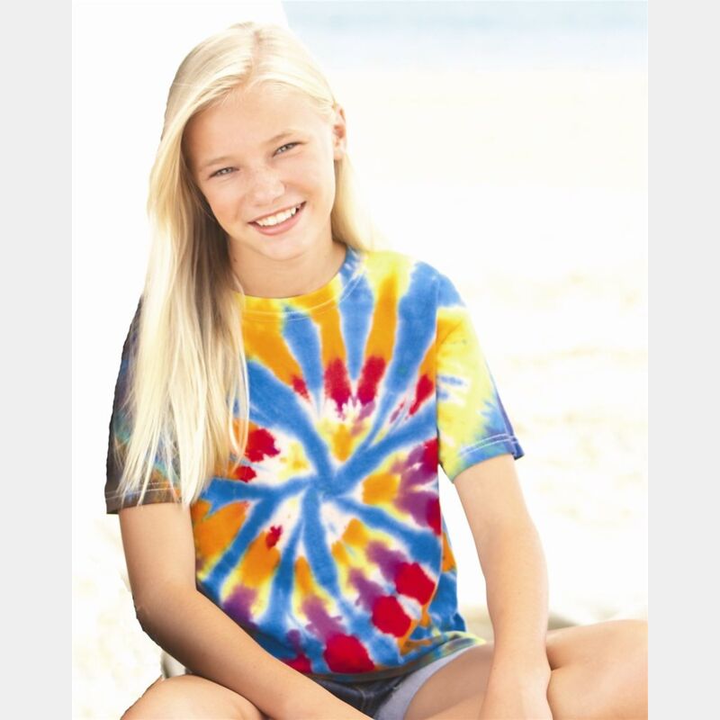Youth Rainbow Cut-Spiral Tie-Dyed T-Shirt Thumbnail