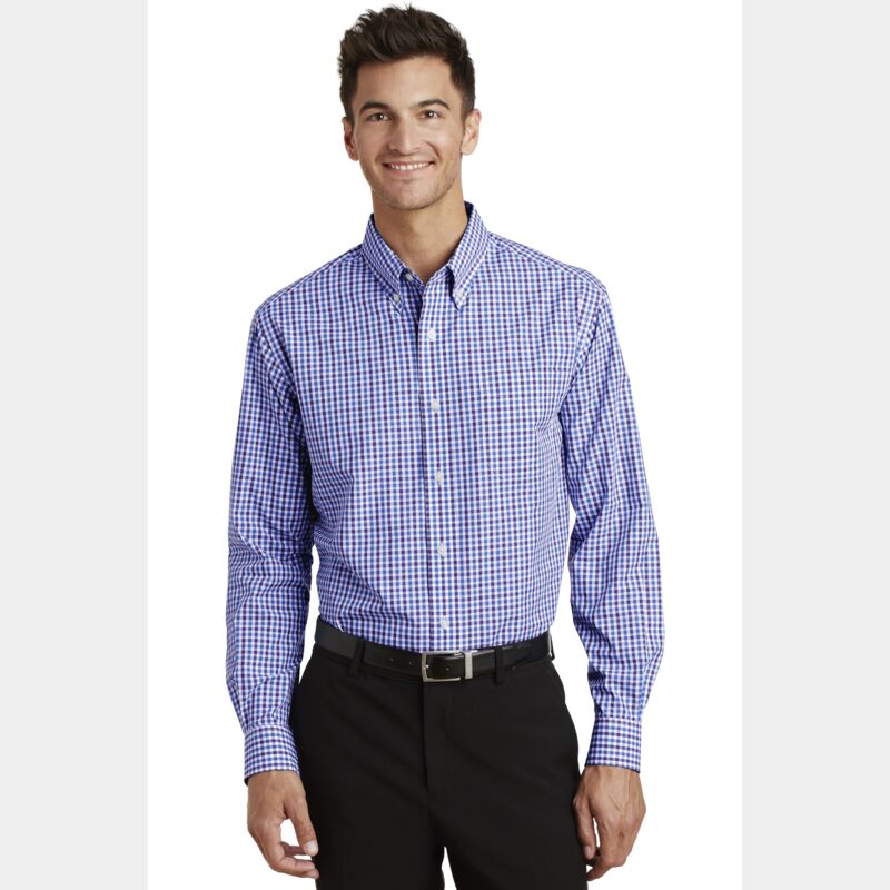 Long Sleeve Gingham Easy Care Shirt Thumbnail