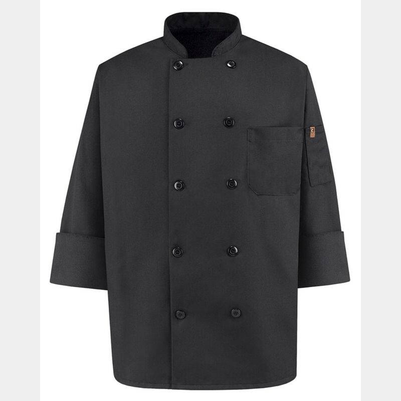 Ten Pearl Button Black Chef Coat Thumbnail