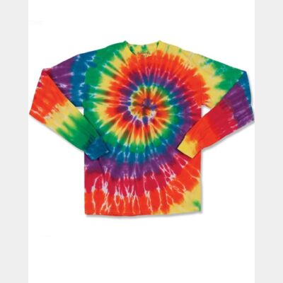 Multi-Color Spiral Tie-Dyed Long Sleeve T-Shirt Thumbnail