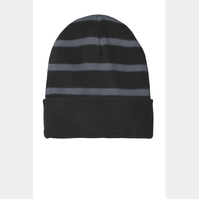 Striped Beanie with Solid Band Thumbnail