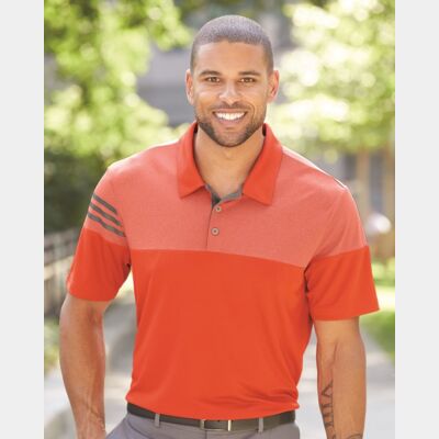 Men's Heathered 3-Stripes Colorblocked Polo Thumbnail