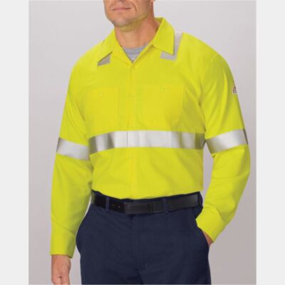 Men's Tall High Visibility Long Sleeve Work Shirt Thumbnail