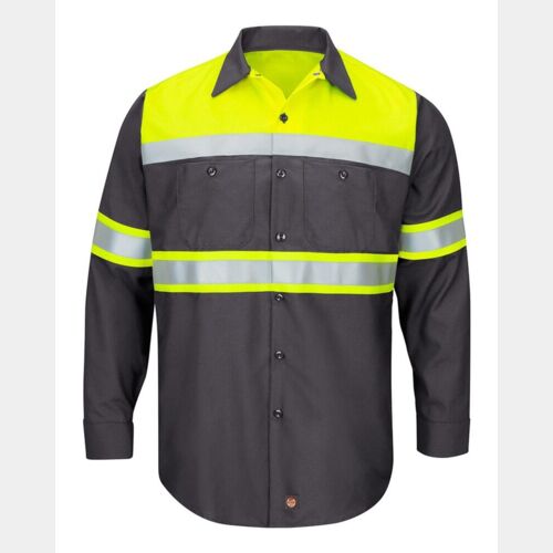 Men's Tall Hi-Visibility Colorblock Ripstop Long Sleeve Work Shirt Thumbnail