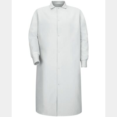 Unisex Gripper-Front Pocketless Butcher Coat With Knit Cuffs Thumbnail