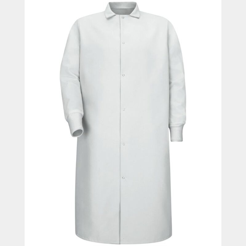 Unisex Gripper-Front Pocketless Butcher Coat With Knit Cuffs Thumbnail