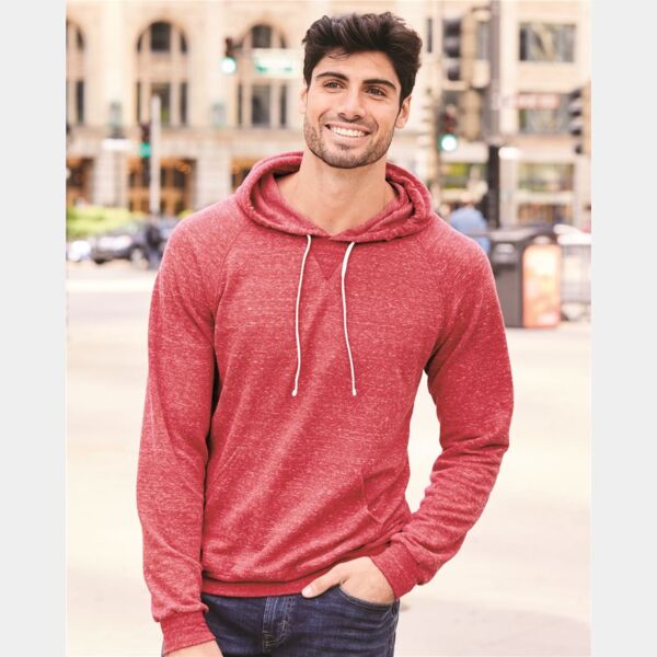Unisex Snow Heather French Terry Raglan Hooded Sweatshirt Thumbnail