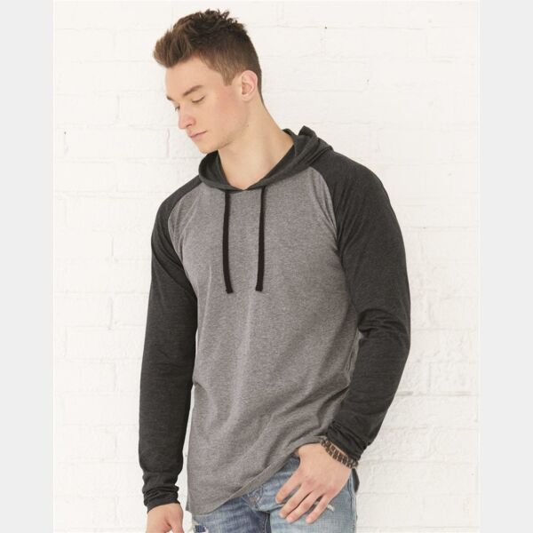 Men's Fine Jersey Hooded Long Sleeve Raglan T-Shirt Thumbnail