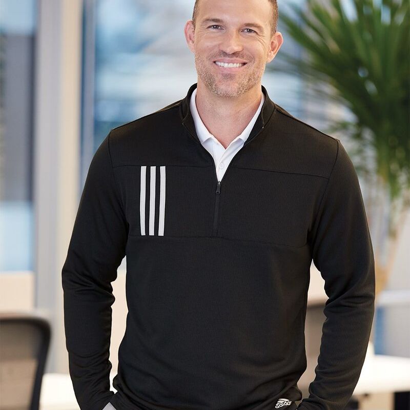 Men's 3-Stripes Double-Knit Quarter-Zip Pullover Thumbnail