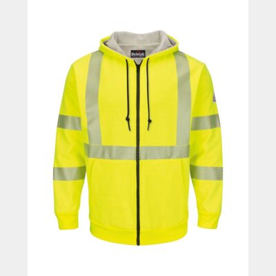 Men's Hi-Visibility Zip-Front Hooded Fleece Sweatshirt with Waffle Lining Thumbnail