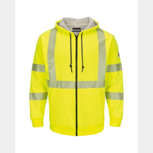 Men's Hi-Visibility Zip-Front Hooded Fleece Sweatshirt with Waffle Lining Thumbnail