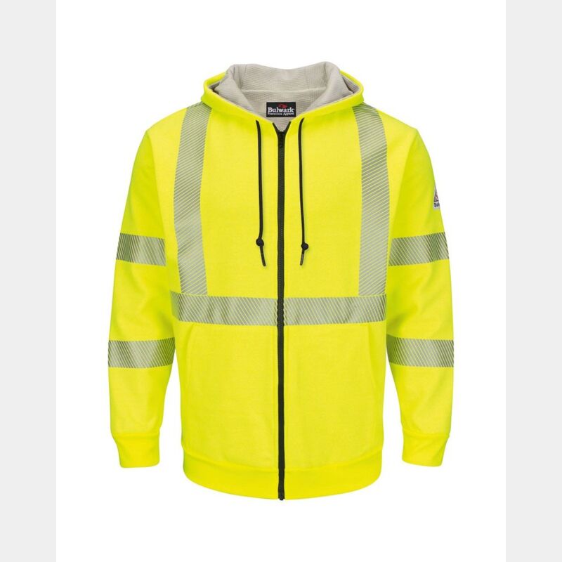 Men's Hi-Visibility Zip-Front Hooded Fleece Sweatshirt with Waffle Lining Thumbnail