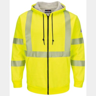 Men's Tall Hi-Visibility Zip-Front Hooded Fleece Sweatshirt with Waffle Lining Thumbnail